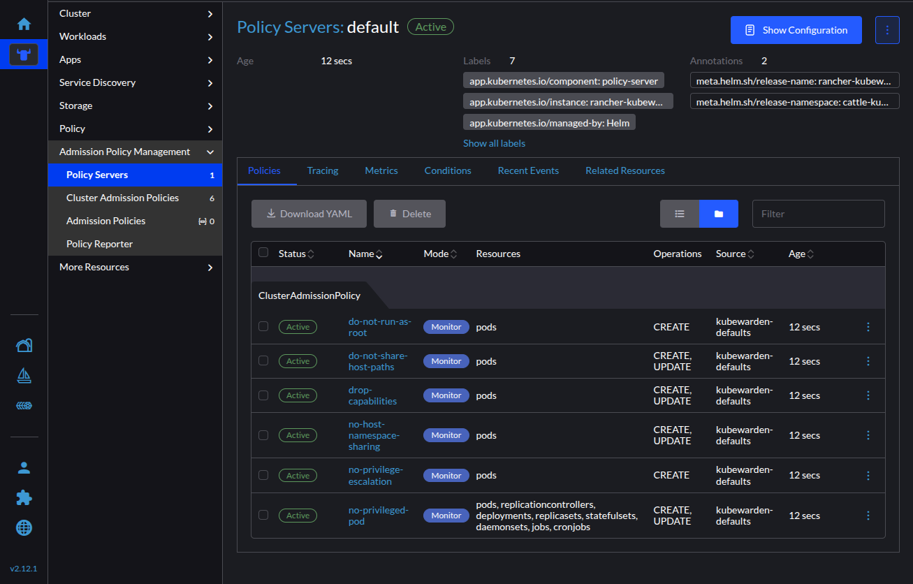 UI PolicyServer Detail
